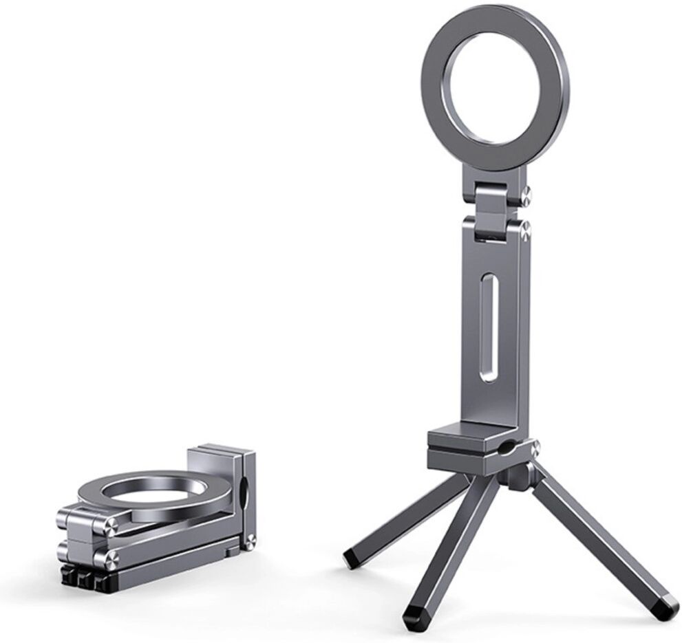 INF Support Trépied Magnétique de Voyage pour Téléphone - Aimant N52 Puissant, Rotation 360°, Pliable, Alliage d'Aluminium avec Gris foncé