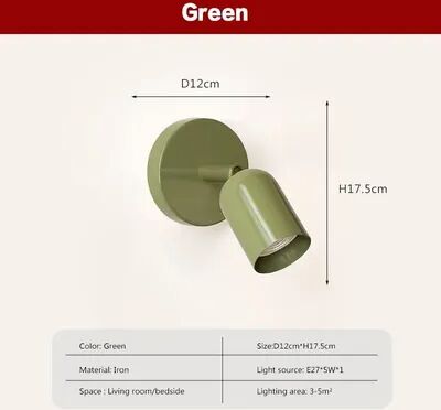 Friendly Fresh Finds Nordic LED Wall Lamp Modern Minimalist Bedside Wall Sconce Macaron Light lwl153 Green warm White