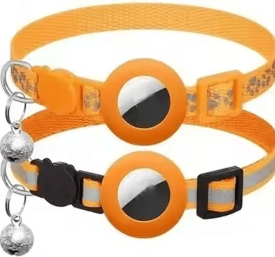 Inspire Curations TrackGuard AirTag Cat Collar With Reflective Safety Design orange Set 2pcs