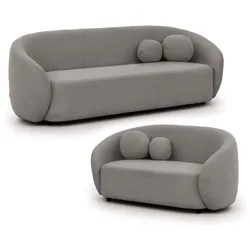 SITZGARNITUR 3+2 Roundi Grau Bouclé