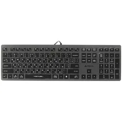 A4Tech FSTYLER FX60H (White Backlit) Tastatur USB QWERTY Schwarz Grau (US, Kabelgebunden), Tastatur, Grau, Schwarz