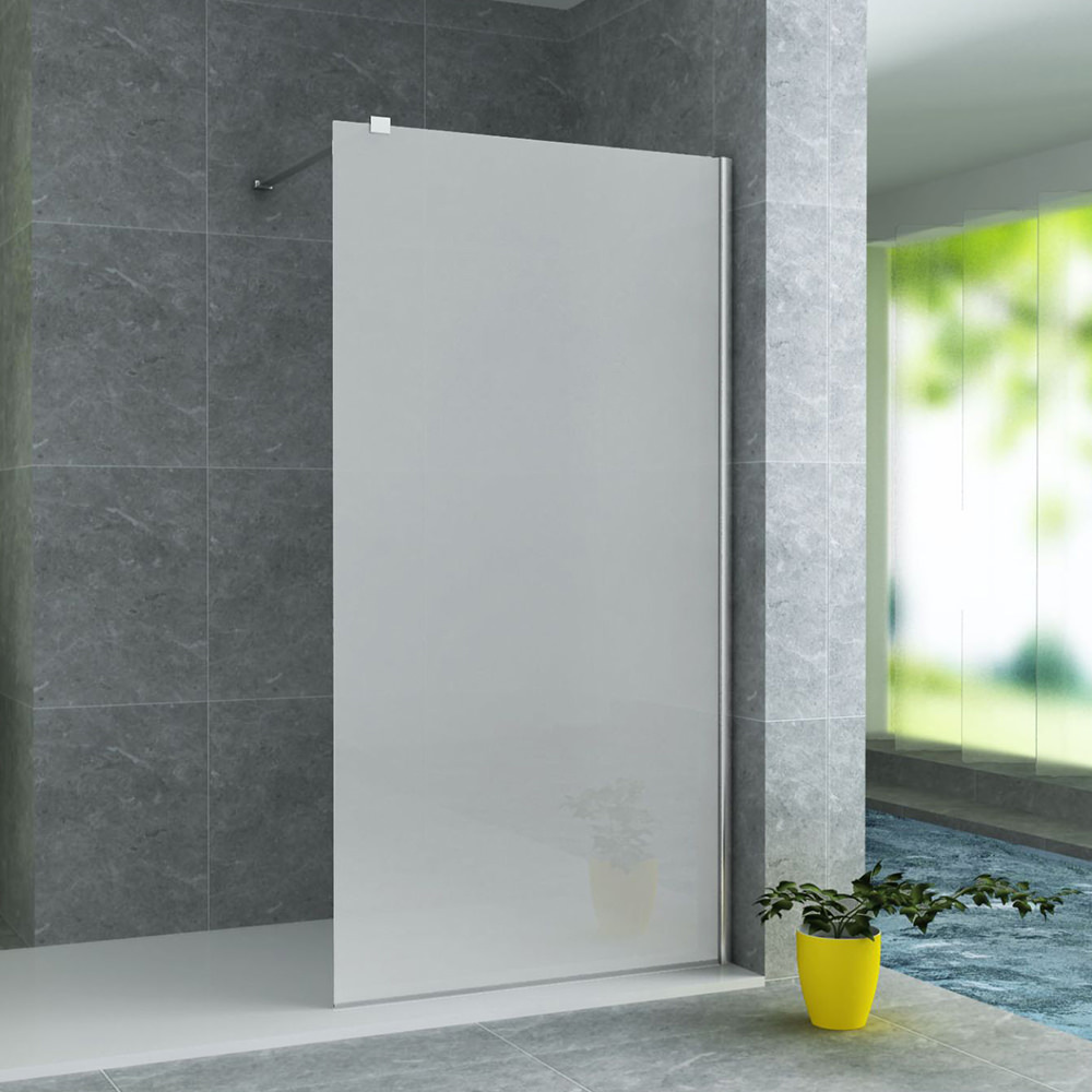 Aloni Duschabtrennung Walk- In Duschwand Milchglas 8 mm (BxH) 1200 x 2000 mm