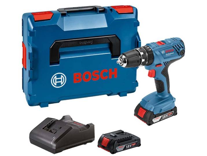 Perceuses-visseuses à percussion 18V GSB 18V-21 Professional + 2 batteries 2Ah + chargeur + coffret L-CASE - BOSCH - 06019H1109