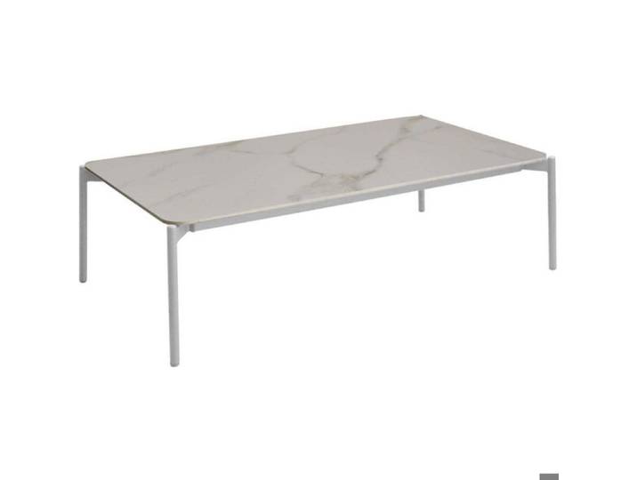 Table basse de jardin plateau céramique Ambiance blanc
