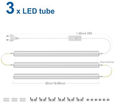 Shop Station LED Tube Light Wall Mount Bar Lamp With EU Plug For Bedroom, Cabinets & Home Lighting 3pcs natural White