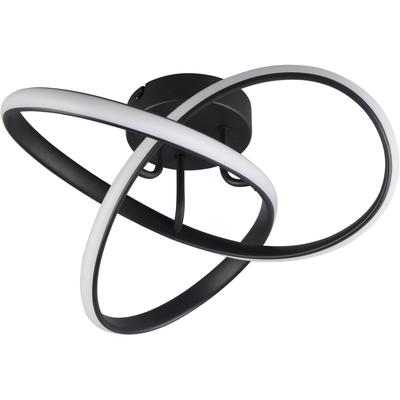 REALITY LEUCHTEN LED Deckenleuchte "MEO, kleine Dekolampe als LED Deckenlampe oder Wandlampe", schwarz (schwarz matt), 1, Ø 40cm H: 15cm, 1 Stk., Leuchten, Ø 40cm, Höhe 15cm Design Lampe mit geschwungenem LED Knoten 1800 Lumen, LED Deckenleuchte