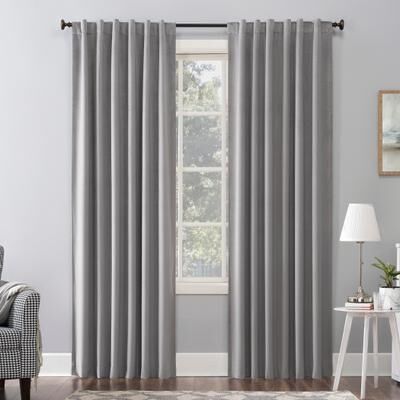 Sun Zero Amherst Velvet Noise Reducing Thermal Extreme Total Blackout Back Tab Curtain Panel, Single Panel