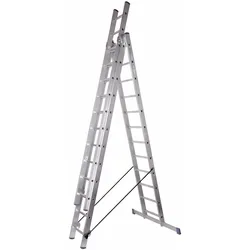 Schiebeleiter 3x12 Stufen Länge 7,4m 332x48cm ALU SZAGATO Stufenleiter Stehleiter ausziehbar Mehrzweckleiter Standleiter Schiebeleiter Stehleiter