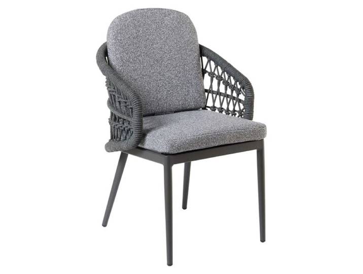 Interliving 7012 Gartensessel Aluminium mit Sitz- und Rückenkissen Dunkelgrau Hellgrau