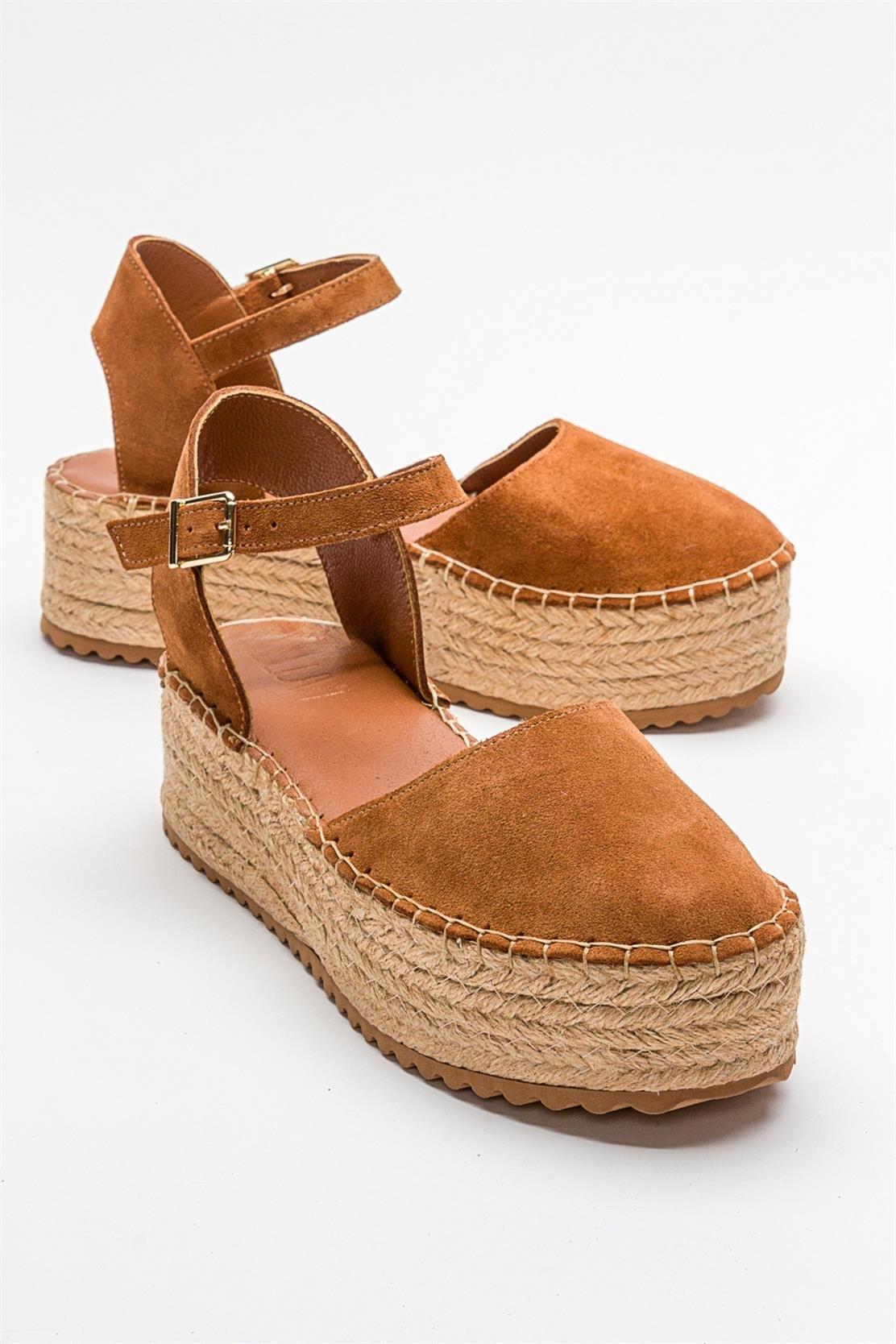 Viba Leder Espadrille Plateau Keilabsatz Sandalen (Damen)