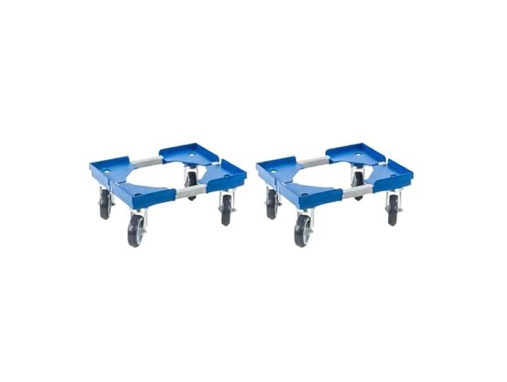 PROREGAL Sparset 2X Profi-Flex Transportroller für Euroboxen 40x30cm mit Kunststoffräder blau 4 Lenkrollen montiert Traglast 300kg Kistenroller Logistikroller Rollwagen Profi-Fahrgestell