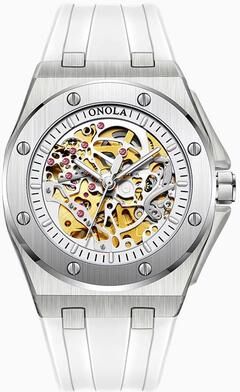 Inspired Finds ONOLA Luxury Automatic Mechanical Watch Waterproof Sports Men's Wristwatch With Luminous Dial silver White
