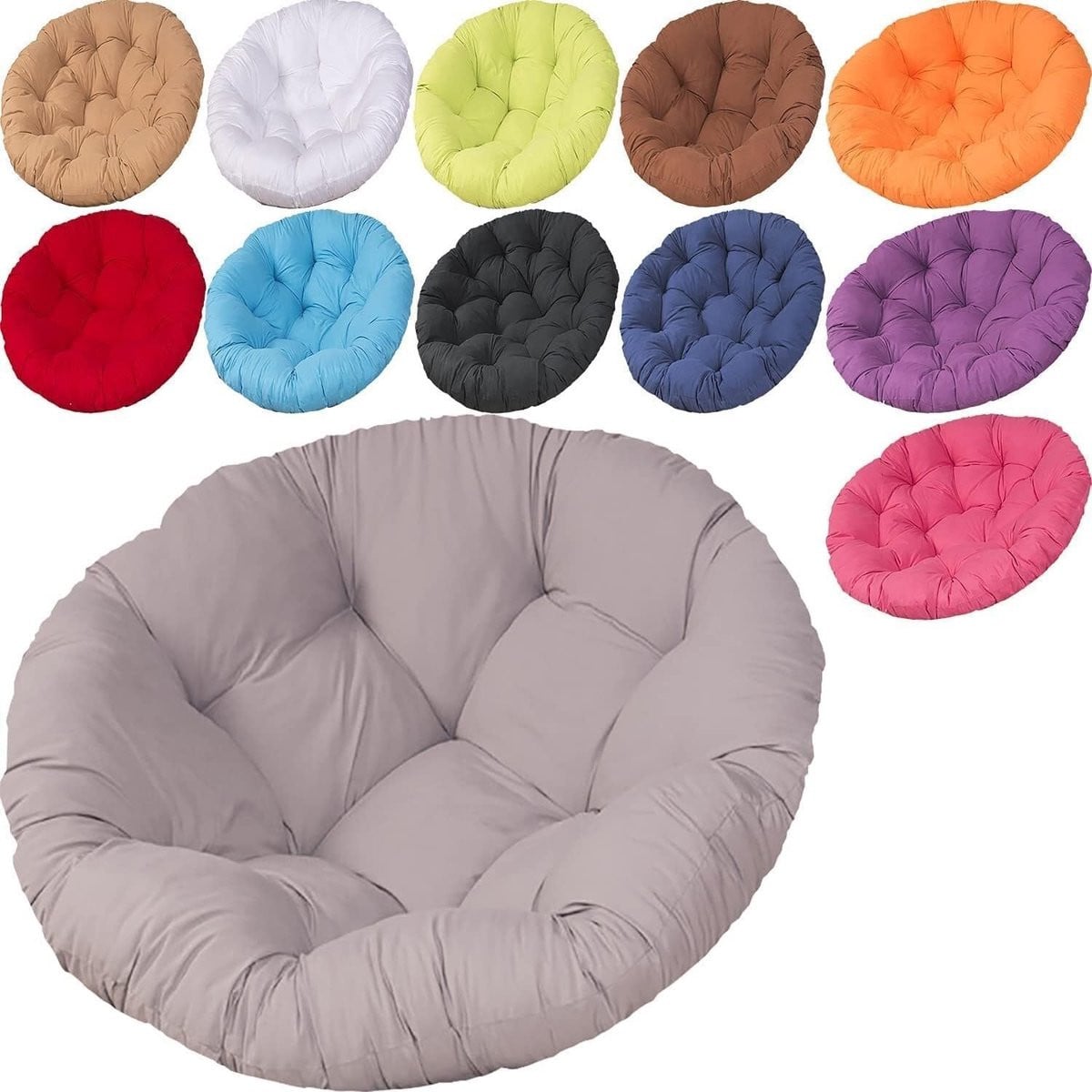 Grijs Rond Papasan Stoelkussen voor Buitengebruik - 80 x 80 cm