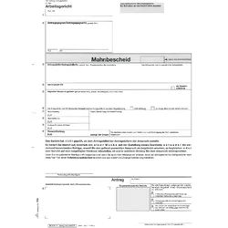 RNK Vordruck für den Mahn- und Vollstreckungsbescheid Arbeitsgericht A4 selbstdurchschreibend