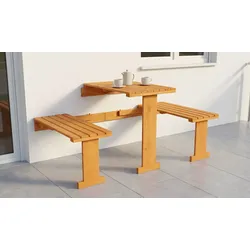 Balkonklappgarnitur Garmisch 166 x 90 x 77 cm - Balkonmöbel aus Kiefer, honigbraun oder grau – platzsparender Klapptisch – Gartenmöbel Set für Balkone