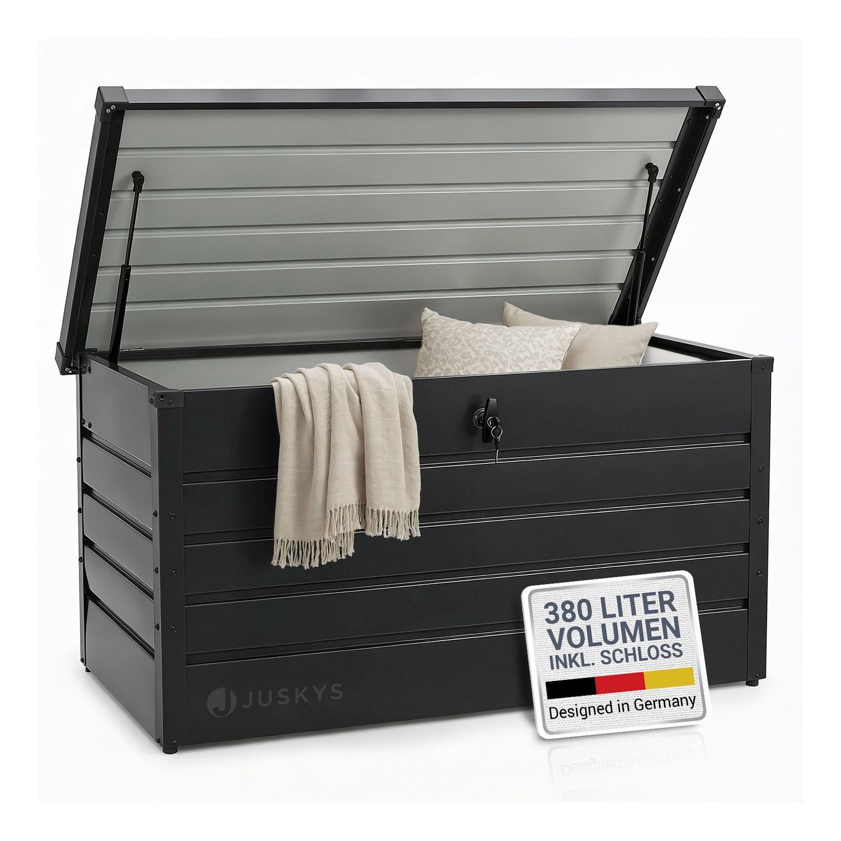 Juskys Metall Aufbewahrungsbox Limani 380 Liter - Box wasserdicht, abschließbar - Anthrazit