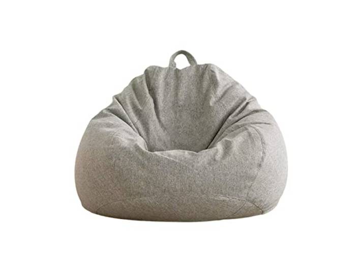 AD.CON Sitzsack mit EPS-Perlen Füllung Puff Relax-Sessel Sitzkissen Bodenkissen Bean Bag 120x120x60cm 350L Hellgrau