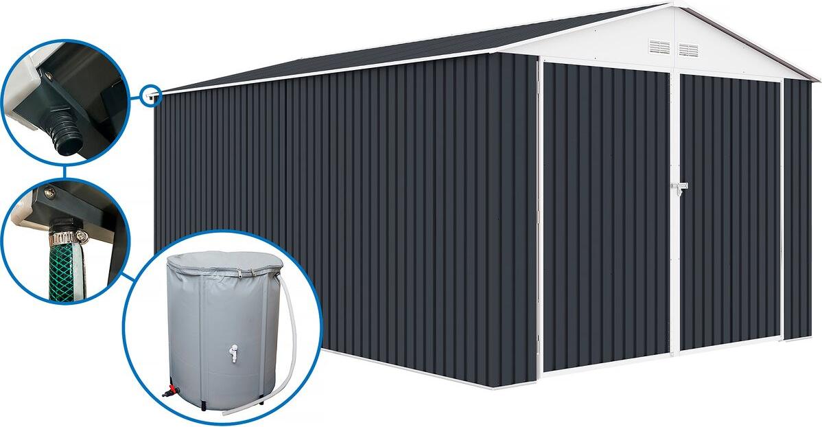 Metallgarage "Houston" - 18,56 m² mit Dachrinne und Wasserauffangbecken - Anthrazit