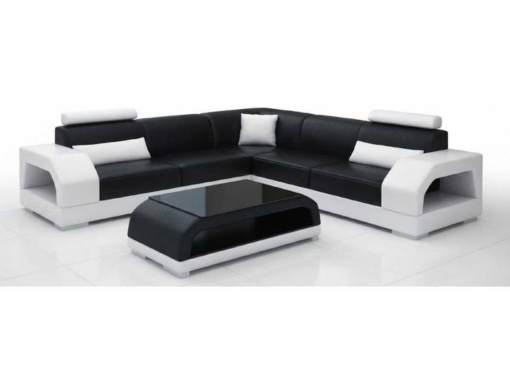JVmoebel Ecksofa Modernes Ecksofa Schwarz mit Couchtisch und exklusivem Lounge Design, 2 Teile, Special features