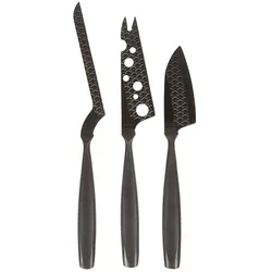 Boska Käsemesser-Set Monaco+ / drei Käsemesser/stilvolles Design/Edelstahl/Schwarz / 280 x 250 x 10 mm