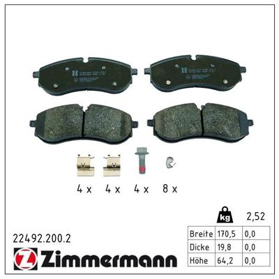 ZIMMERMANN Bremsbelagsatz, Scheibenbremse 224922002 Hinterachse für MAN VAG