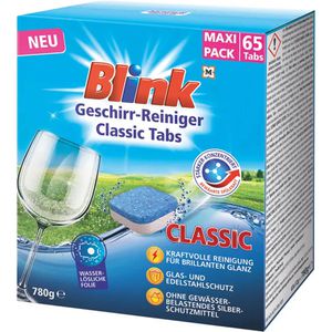 Blink Spülmaschinentabs Classic, kraftvolle Reinigung, strahlender Glanz, Maxi Pack, 65 Tabs