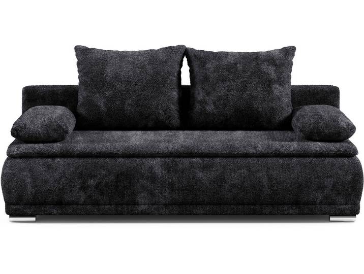 WERK2 Schlafsofa Biggi 206 cm komfortabel & modern, Komfort Sitz- und Liegehöhe, Bouclé, Schlaffunktion, Bettkasten