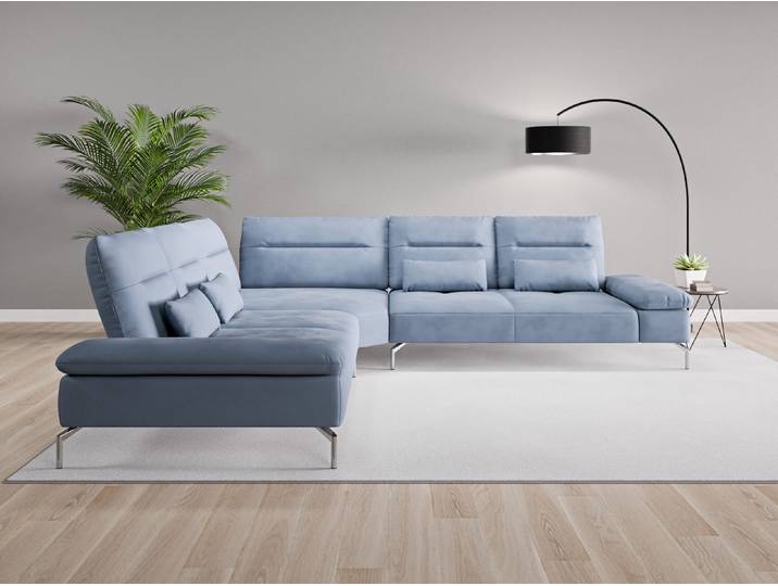 Ecksofa Tokio Nr. 2 - Blau (Jeansblau) - Vintage Velours