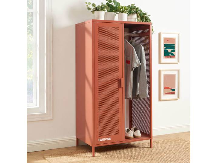 Vestiaire métal terracotta avec penderie h145cm