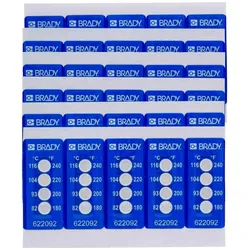 Brady, Etiketten, TIL-4-82C/180F, B-7511, Irreversible, temperaturanzeigende Etiketten, Polyester, Weiss auf Bl