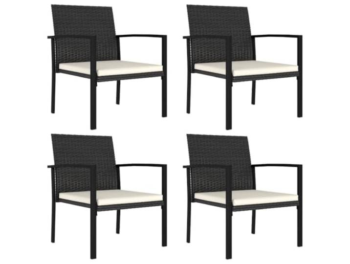 KUTYWEXFM 4er Set Gartenstühle mit Kissen, Poly Rattan Essstühle Schwarz Bequeme 4er Sitzgruppe für Balkon und Terrasse mit gepolsterten Auflagen und langlebigem Polyethylen Geflecht.