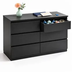 Relaxdays Schwarze Kommode mit 6 Schubladen Schwarz