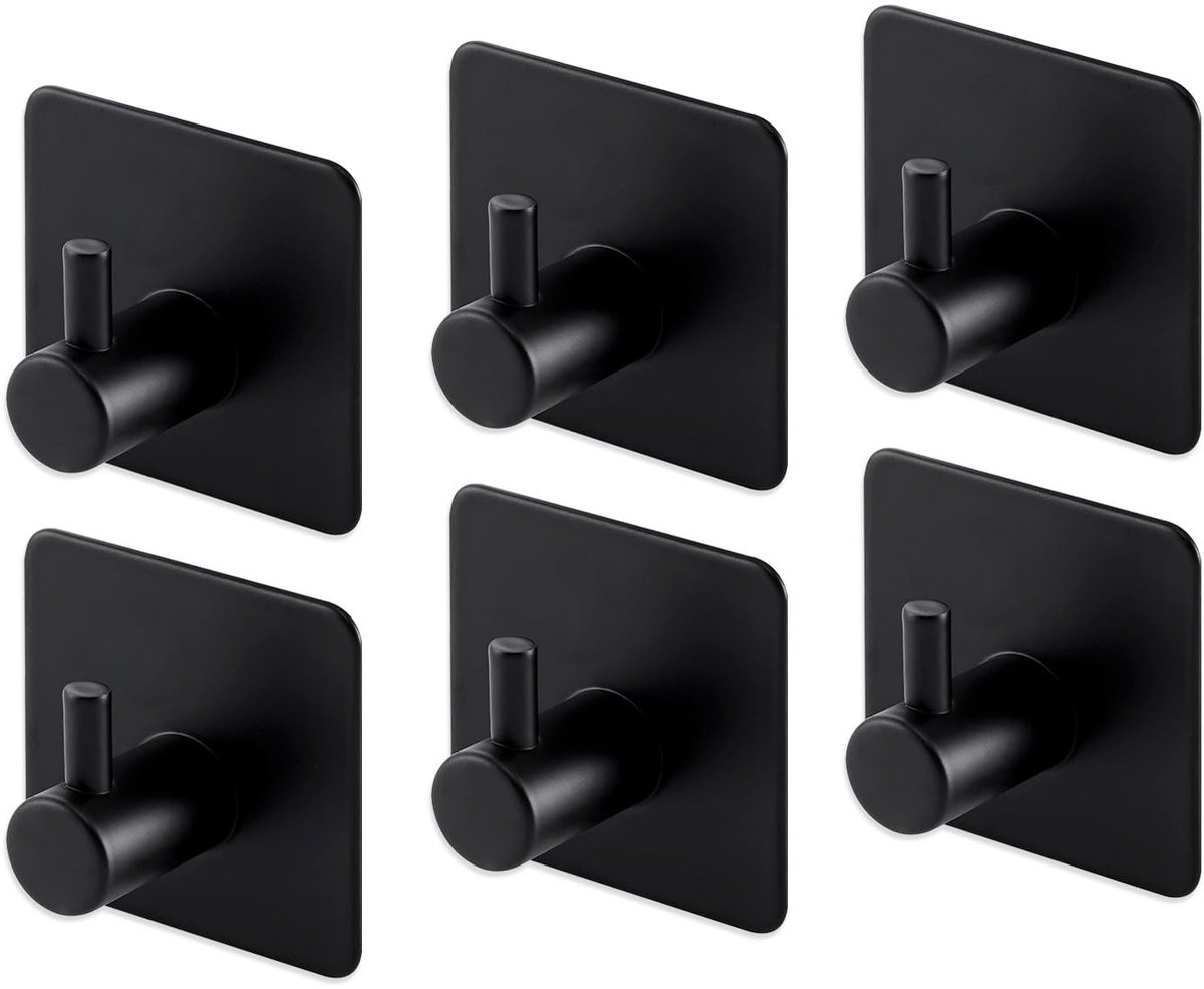 Dailygoods Handdoekhaak 6-pack Roestvrij Staal - Zelfklevende Wandhaken voor Badkamer en Keuken