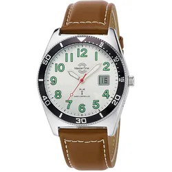 Master Time MTGA-10856-41L Herren-Armbanduhr Funk Super Power Braun