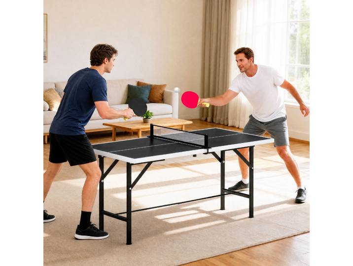 SPORTNOW Mini Table Ping-Pong Pliable Noir Int/Ext 152x76x70 cm