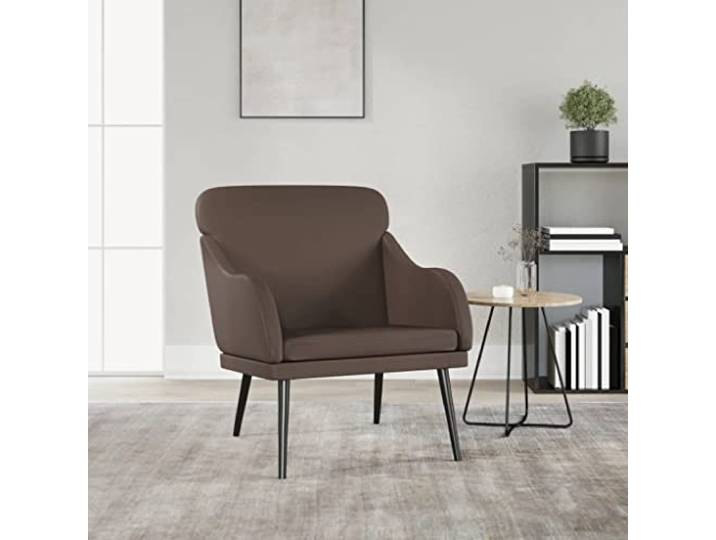 Sessel Braun 63x76x80 cm Kunstleder Metallgestell,gepolsterte Armlehnen,schräge Rückenlehne,schmutzabweisend,leicht zu reinigen