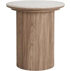 Ebuy24, Couchtisch + Beistelltisch, Minamata Beistelltisch Ø45cm, Keramik-Tischplatte weiss, dunkelbraun.