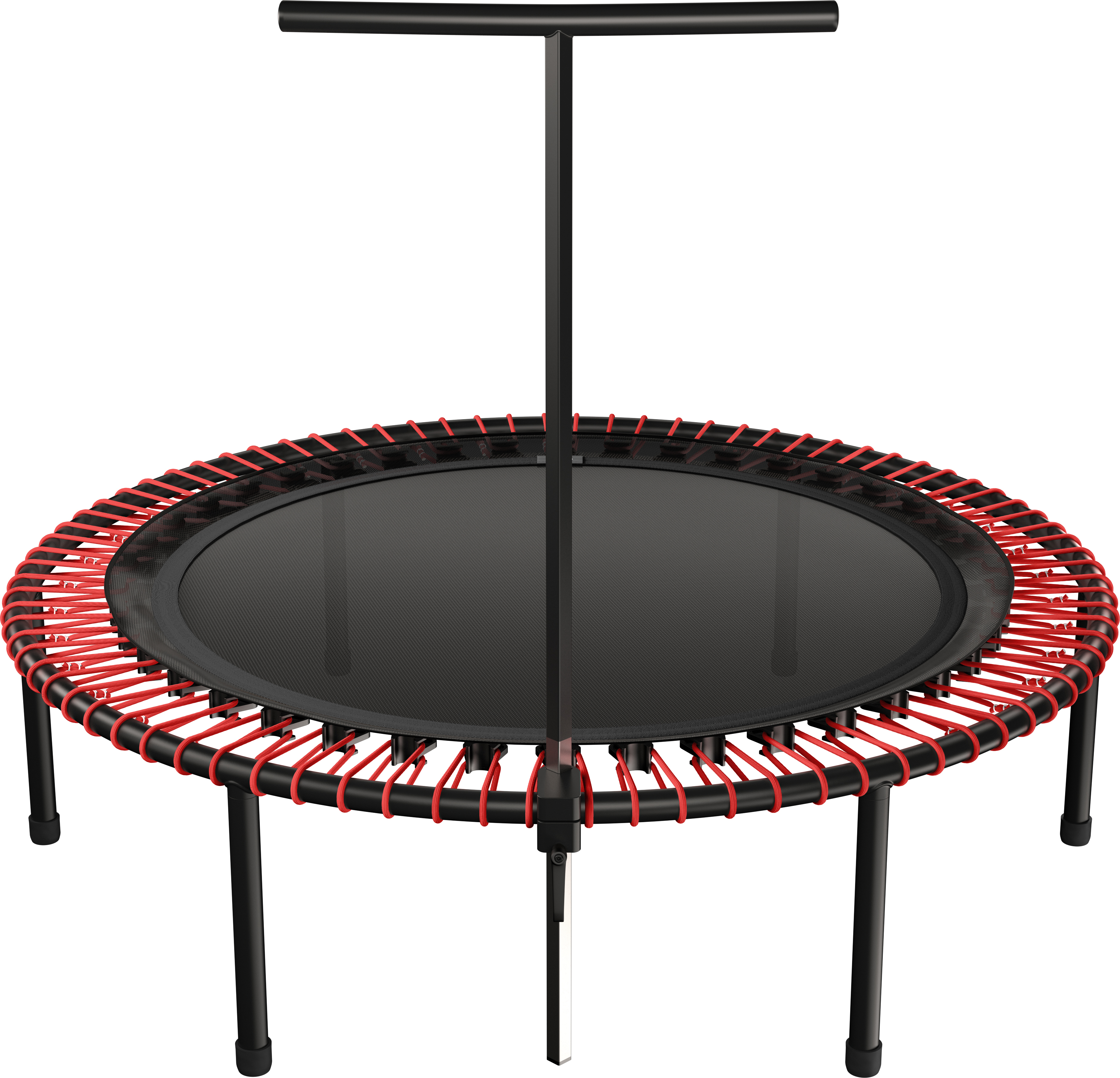 bellicon Fitness Trampolin 125cm (Rot) mit Seilring-Federung bis 90kg (Medium) | Stabile Schraubbeine & T-Stange | Dreiteiliger Rahmen | Germany