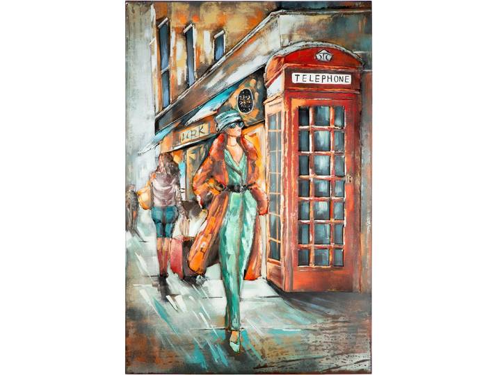 Metallbild CASABLANCA BY GILDE Bild rechteckig English Call grau, rot , bunt (farbe bild(er): grau, rot), B:80cm H:120cm T:3cm, Metall, Bilder, Metallbild, Londonmotiv Telefonzelle Retrodesign Vintagebild Urban Art