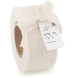 Baumwoll-Band "Cotton raw" 40mm/10 Meter creme