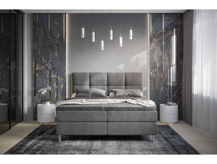 Boxbett Robanna 160 x 200cm Microfaser Valeria Grau/Dunkelgrau Rund