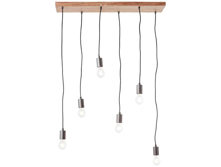 BRILLIANT Pendelleuchte Rustik , schwarz (schwarz, holzfarbend), 6, H: 125cm, 1 Stk., Leuchten, Hängelampe 6flg schwarz/holzfarbend, Pendelleuchte