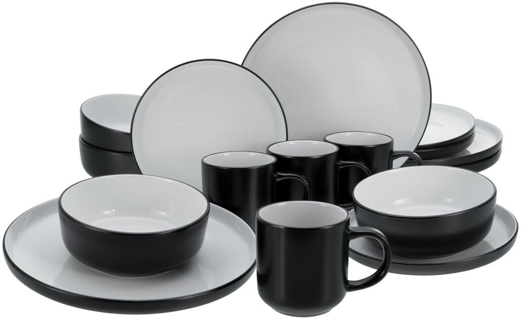 Creatable Nordic Cool Black Stoneware Dinnerware Set 16 Piece - Service for 4 White;Black 16