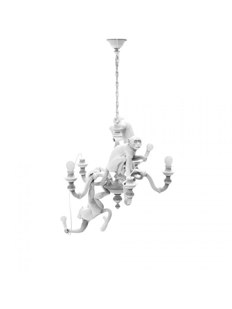 Seletti Monkey kroonluchter wit met ledverlichting