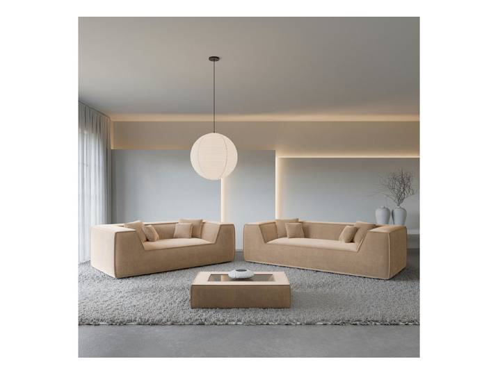 Sofa Dreams Polstergarnitur Monterola 3er & 2er Couchgarnitur, (Sofa-Set, 2 Teile, Couchgarnitur, inkl. Zierkissen), 3-Sitzer, 2-Sitzer Sofagarnitur, Lounge, Samtstoff Bezug in Beige