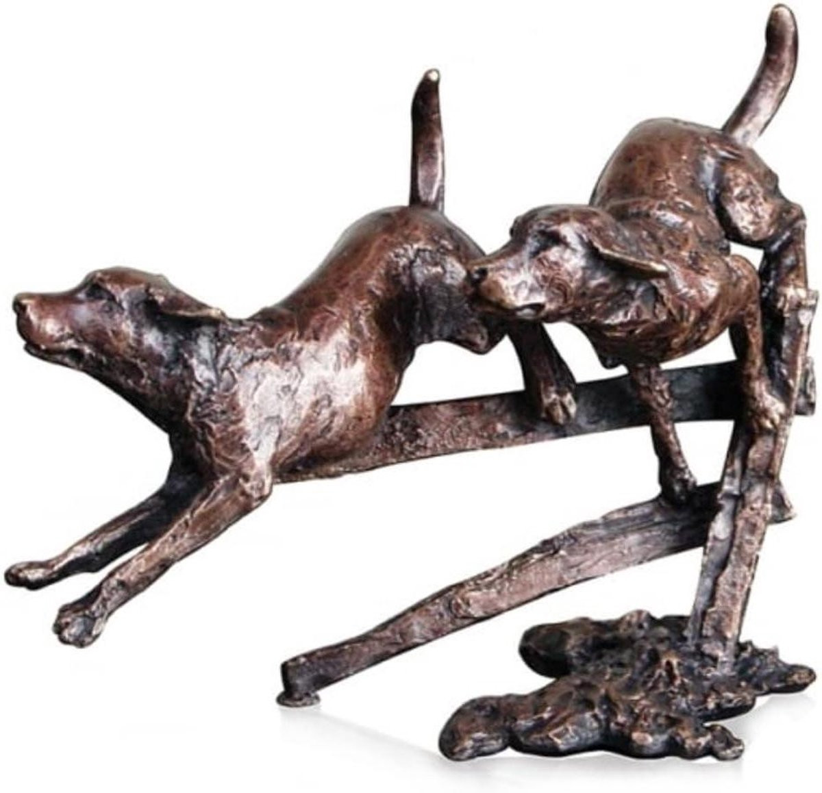 Decoratief bronzen hondenbeeldje voor op tafel, miniatuur sculptuur in brons