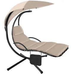 tectake Hängeliege Elaria mit Sonnendach und Seitentasche  Beige