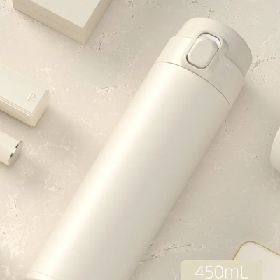 Cozy Casa Charm Premium Stainless Steel Thermos Water Bottle Keep Drinks Hot & Cold white
