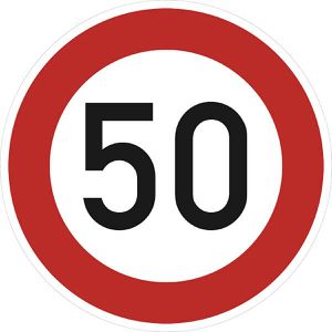 SafetyMarking Verkehrsschild StVO zugelassen, 60 cm, VZ 274-50, RA2/C, Höchstgeschwindigkeit 50 km/h