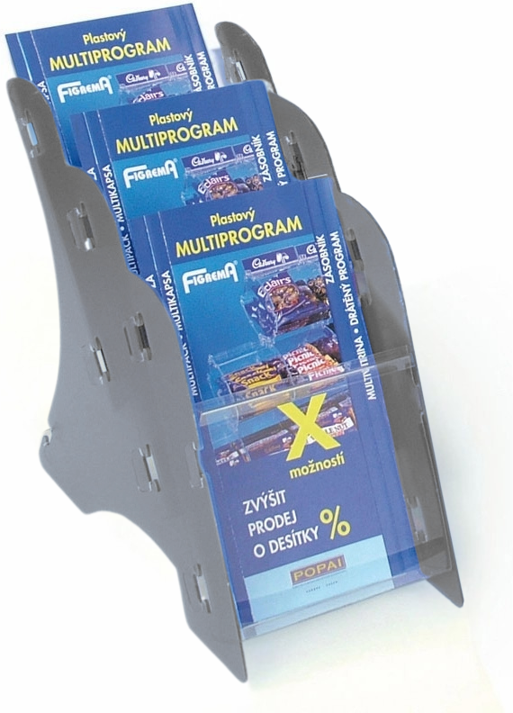 B2B Partner Tisch-Plastikständer für Prospekte, 3x A5, grau